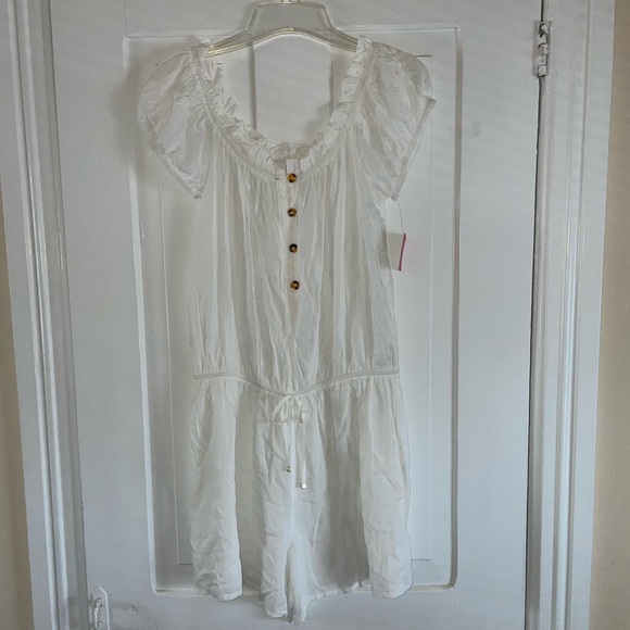 Kate Spade New York Off The Shoulder White Swim Romper - Picture 5 of 16